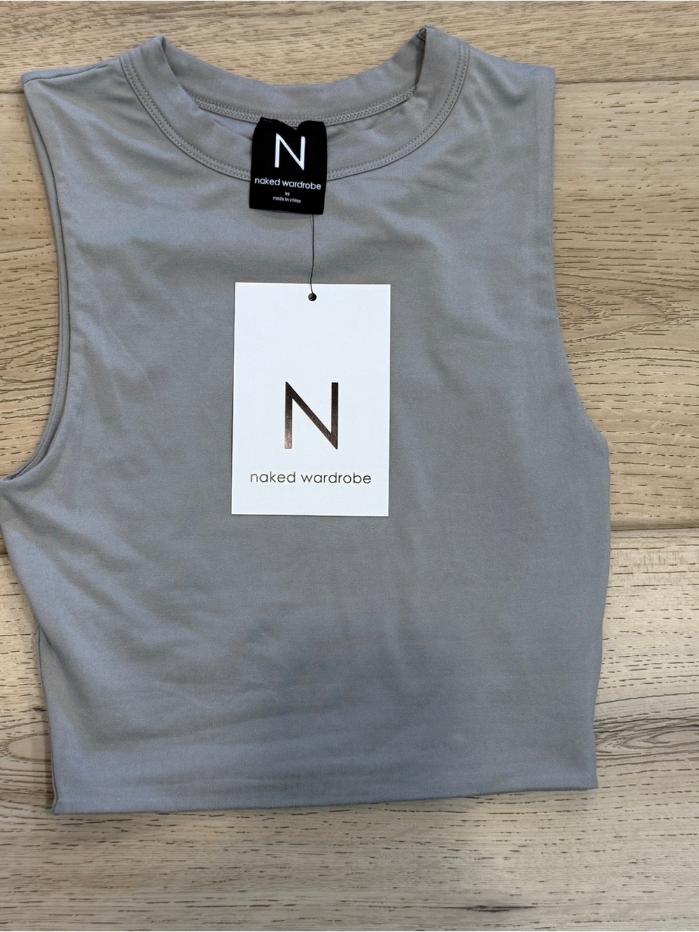 naked wardrobe Gray Crewneck Crop Tank